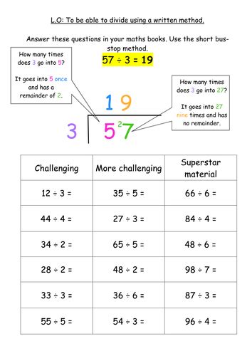division bus stop method worksheet|400 divided by 8 short bus stop.